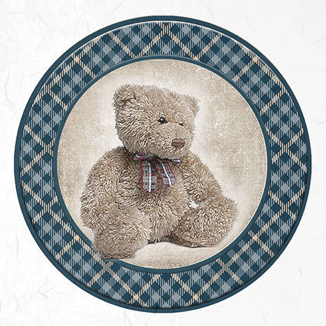 ITD - Reispapier-Set - ITD - RSM047 Spielzeug, Karomuster ,Teddybären, Blau