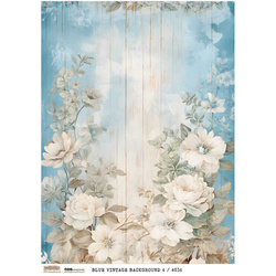 Reispapier Decoupage Bastelpapier A4 - Scraplove - Blue Vintage Background 4 - Blumen