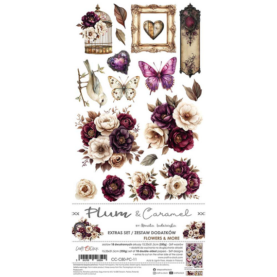 Scrapbooking Zubehör Set - Craft o'clock - Plum & Caramel - Flowers & More