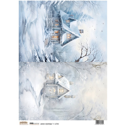 Reispapier Decoupage Bastelpapier A4 - Scraplove - Winter Pastel City 1 - Winterliche Pastellstadt 1
