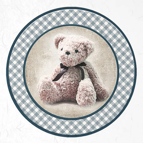 ITD - Reispapier-Set - ITD - RSM047 Spielzeug, Karomuster ,Teddybären, Blau