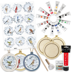 Weihnachts-Decoupage-Starter-Set - Holzkugeln mit Vögeln