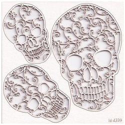 SCRAPINIEC Dekorpappe Die Cut Chipboard Dekoration Ornament, Totenköpfe - Monograce 