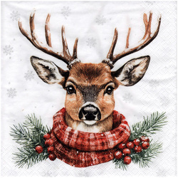 SERVIETTEN 1 Stück Motivservietten Decoupage Napkin 33x33cm,  Cerf d'Hiver