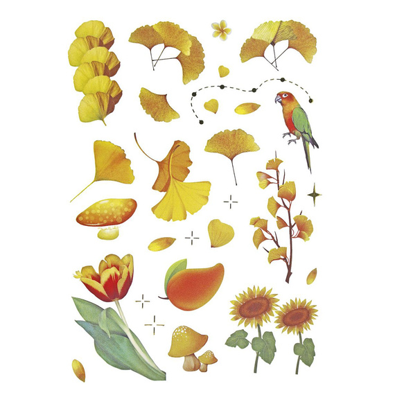 AUFKLEBER folie - Gelbe Blumen und Blätter