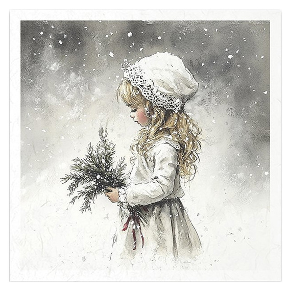 Reispapier-Set - Mädchen, Junge mit Hund, Winterlandschaft - RSM202 - Itd Collection