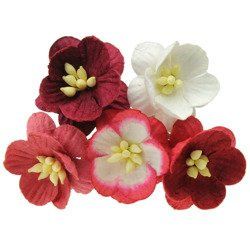 KIRSCHBLÜTEN 25mm 50Stk Scrapbooking Maulbeerpapier Blumen, rot mix