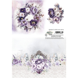 Reispapier für Decoupage A4 - Art of Alchemy -  In silence, Blumen violet