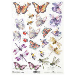ITD Reispapier Decoupage Bastelpapier Serviettentechnik-R2258 Schmetterlingsinsekten