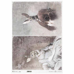 Reispapier für Decoupage A3 ITD-R658L Hase Hase