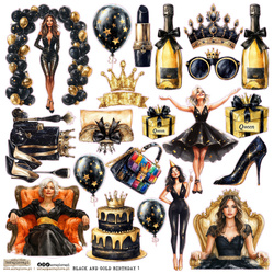 AUFKLEBER ScrapLove Dekor Stickers - Black and Gold Birthday 1