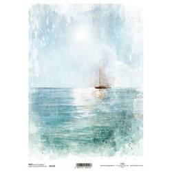 ITD Reispapier Decoupage Bastelpapier Serviettentechnik-R1754 Segelboot, Boot, Sonnenuntergang