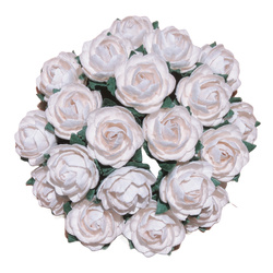ROSEN Mulberrypapier 20 mm – CLASSIC ROSES weiß – Dekoblumen – 50 Stk. 