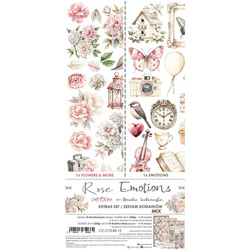 CRAFT OCLOCK 15,5x30,5cm Scrapbooking Papier mit Elementen, Rose Emotions mix