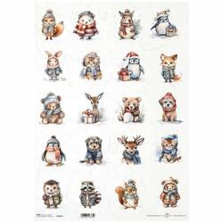 Reispapier für Decoupage A3 ITD-1144L Wintertiere