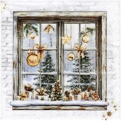 SERVIETTEN 1 Stück Motivservietten Decoupage Napkin 33x33cm, Vue Hivernale Doree 