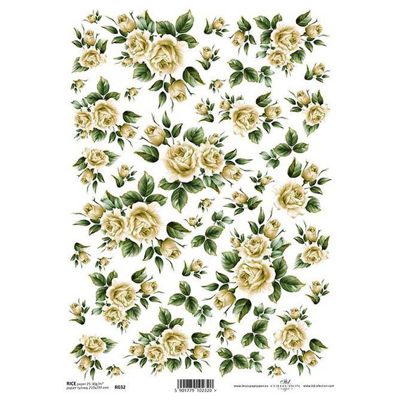 ITD Reispapier Decoupage Bastelpapier, Serviertentechnik Rosen R0032
