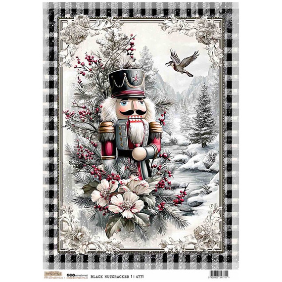 Reispapier A4 - ScrapLove - Black Nutracker 1 - Schwarzer Nutracker