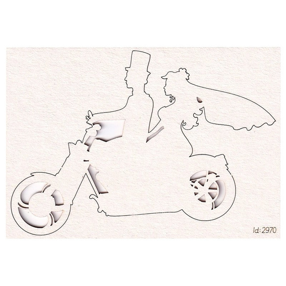 SCRAPINIEC Dekorpappe Die Cut Chipboard Dekoration Ornament, Brautpaar Motor