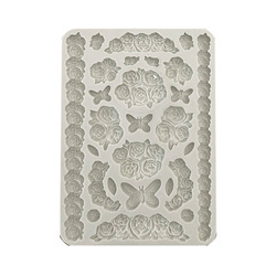 STAMPERIA SILIKONFORM Mold Abformen Gießen Mould, Shabby Rose Rosen und Schmetterlinge