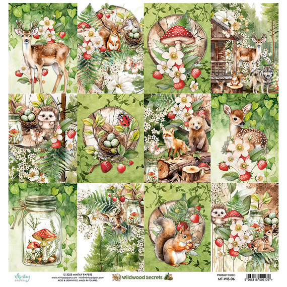 MINTAY 30x30cm doppelseitig Scrapbooking Craft Papier 240g - Wildwood Secrets 06