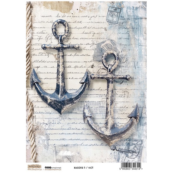 Reispapier Decoupage Bastelpapier A4 - Scraplove - Marine 5