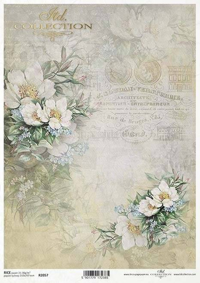 ITD Reispapier Decoupage Bastelpapier R2057 Vergissmeinnicht, Obstblüten