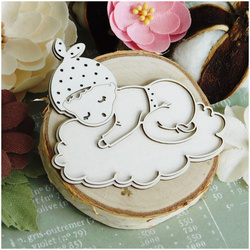 Dekorpappe Die Cut Chipboard - Niedlich und süß - Baby auf einer Wolke - Kreatywna Pracownia
