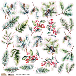 AUFKLEBER ScrapLove Dekor Stickers - Christmas Tree Twigs 1 - Weihnachtszweige 1