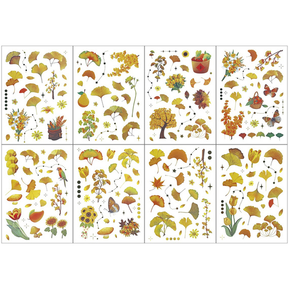 AUFKLEBER folie - Gelbe Blumen und Blätter