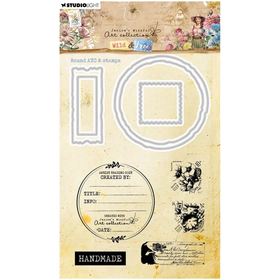 Stanzform Präge Stanzschablone Cutting Die und Stempel - StudioLight - Round ATC & Stamps