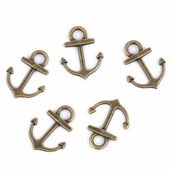 Metallanhänger - Anker - Messing 14x18mm - 5 Stk