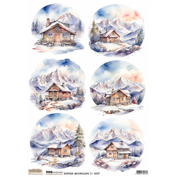 Reispapier Decoupage Bastelpapier A4 - Scraplove - Winter Pastel City 1 - Winterliche Pastellstadt 1