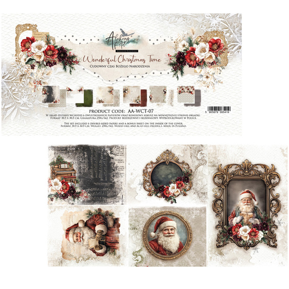 ALCHEMY OF ART Set 30x30cm Scrapbooking Papier, Wonderful Christmas Time