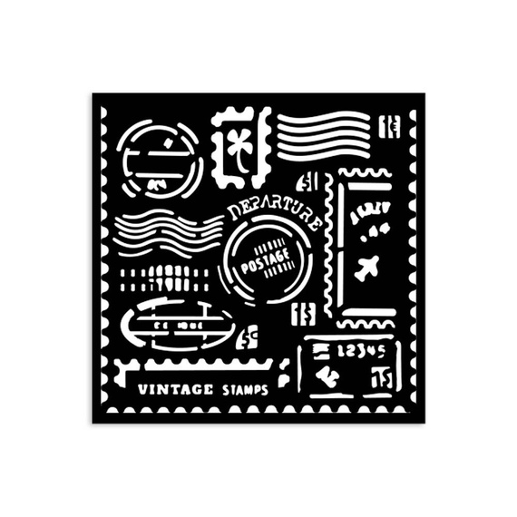 Schablone 3D 12x12cm - Stamperia - Art of Travelling Briefmarken