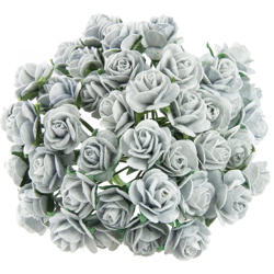 ROSEN Geöffnete 20 mm 50 Stk. Scrapbooking Maulbeerpapier Blumen Flowers, grau