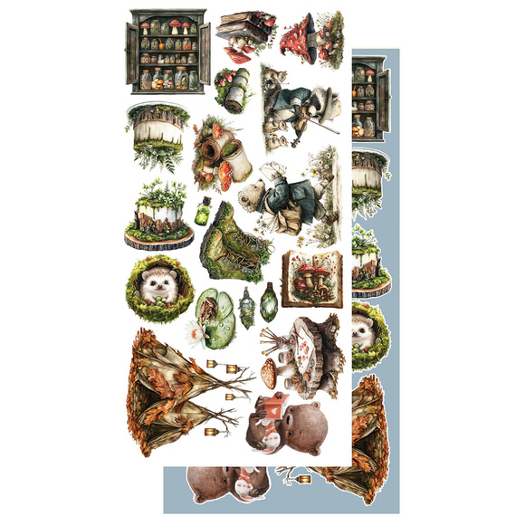 ALCHEMY OF ART Set 15x30cm Scrapbooking Papier, Friends of the Forest, Wald, Kinder