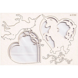 SCRAPINIEC Dekorpappe Die Cut Chipboard Dekoration Ornament, Einhorn Rahmen