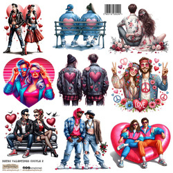 AUFKLEBER ScrapLove Dekor Stickers - Retro Valentines Couple 2 - verliebte Paare