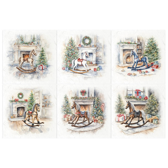 Scrapbooking-Bastelpapier-Set reisfeld - ITD - RSM133 Schaukelpferd Kamin