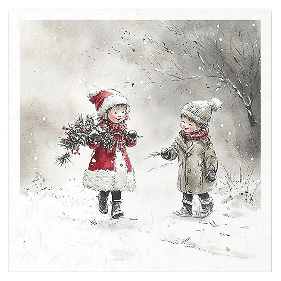 Reispapier-Set - Kinder, Weihnachtsbaum, Schneemann, Schlitten, Winter - RSM201 - Itd Collection