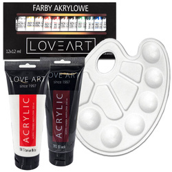 LOVEART Acrylfarben 12x12ML Acrylset Farben Farbenset Künstlerfarbe Malfarben