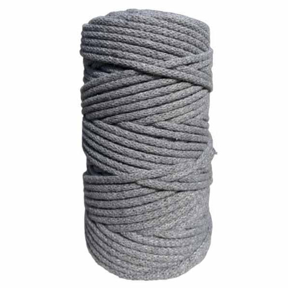 Baumwollkordel 5mm Seil aus Baumwolle mit Polyester Kern 100m - dunkelgrau