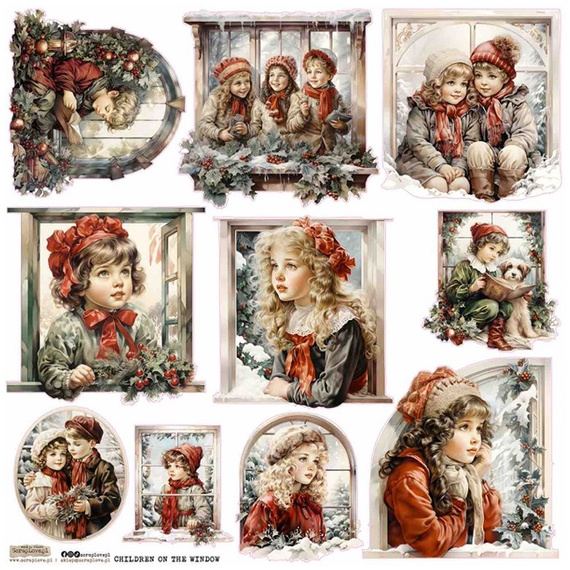 AUFKLEBER papier - ScrapLove - Children at the Window 1 - Kinder am Fenster 