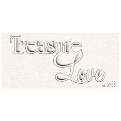 SCRAPINIEC Dekorpappe Die Cut Chipboard Dekoration, Inschrift Treasure Love 3755