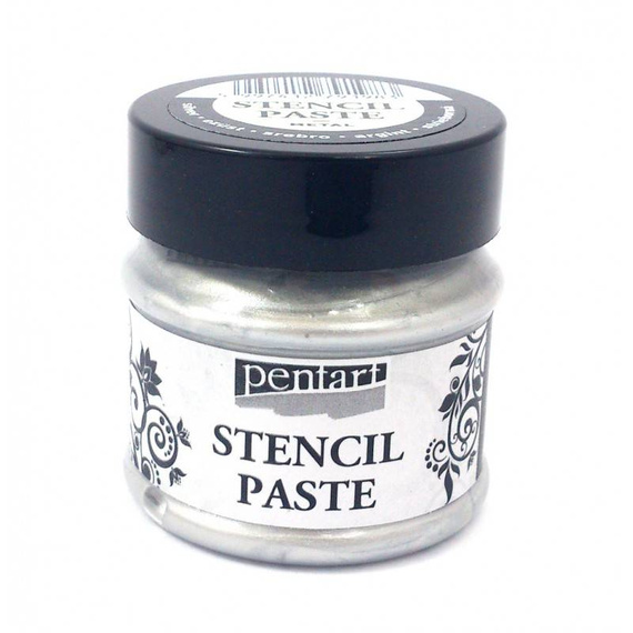 Metallic-Schablonenpaste - Schablonenpaste - PENTART - silber / silber 50ml