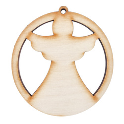 HOLZKUGEL Anhänger aus Holz, Ornament Weihnachtskugel 6 cm - Engel