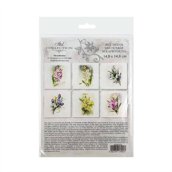 ITD Reispapier Decoupage SET Bastelpapier, Hyazinthen, Schneeglöckchen, Krokusse RSM073 