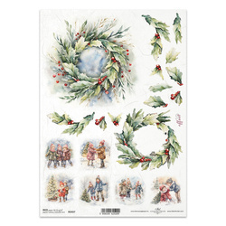 ITD Reispapier Decoupage Bastelpapier Serviettentechnik-R2437 Kindergirlanden Winter-Weihnachtsbaum