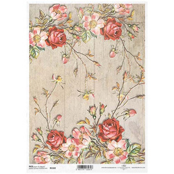 ITD Reispapier Decoupage Bastelpapier Softpapier Serviettentechnik, R1182 Bretter Blumen